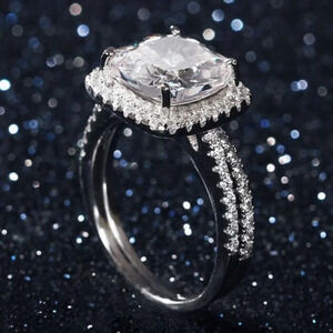 💍 925 Silver Luxury Princess Cut CZ Wedding Couple Ring, FB16FA1030